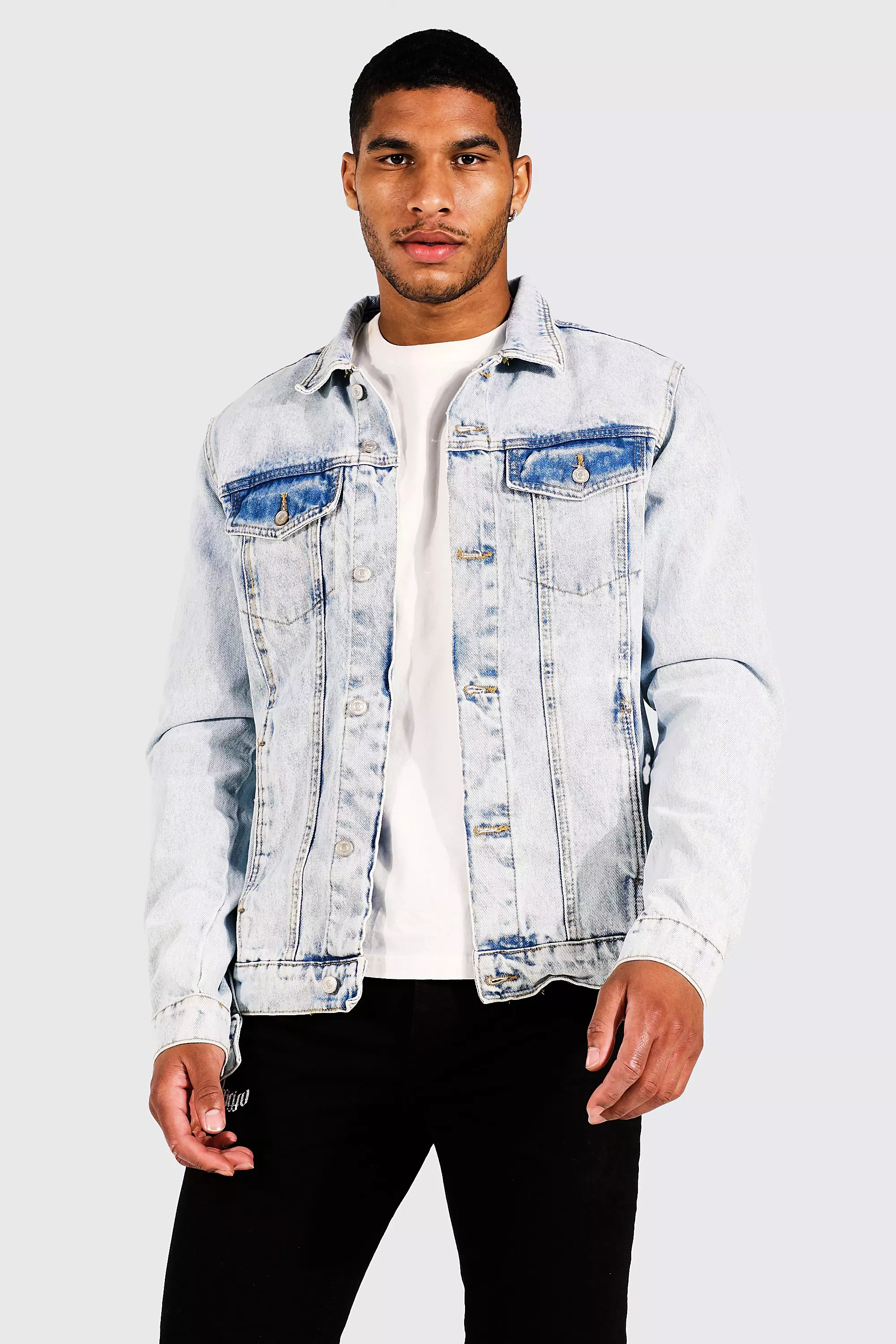 Tall white hot sale denim jacket